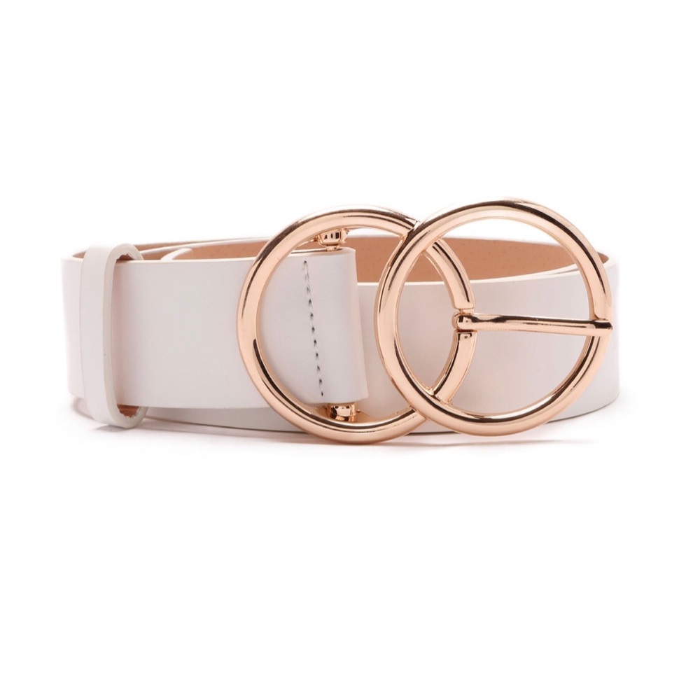 <3 White belt, gold accents
